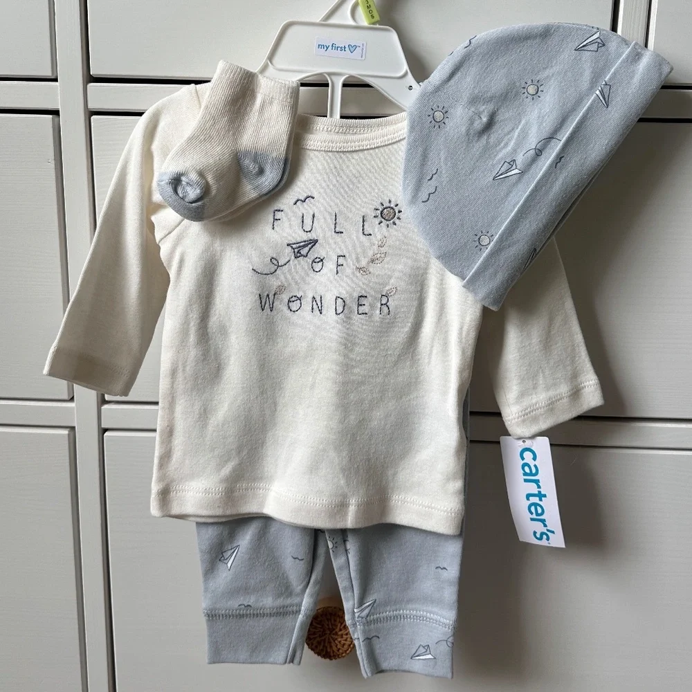 NWT Carter's Baby Boy 4 Piece Set Size 3M Baby Shower Gift